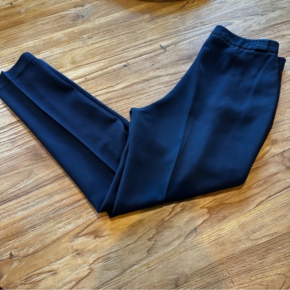 APC Paris Women’s Navy Trousers Menswear Style High Rise Pleated Front Straight - Picture 9 of 10